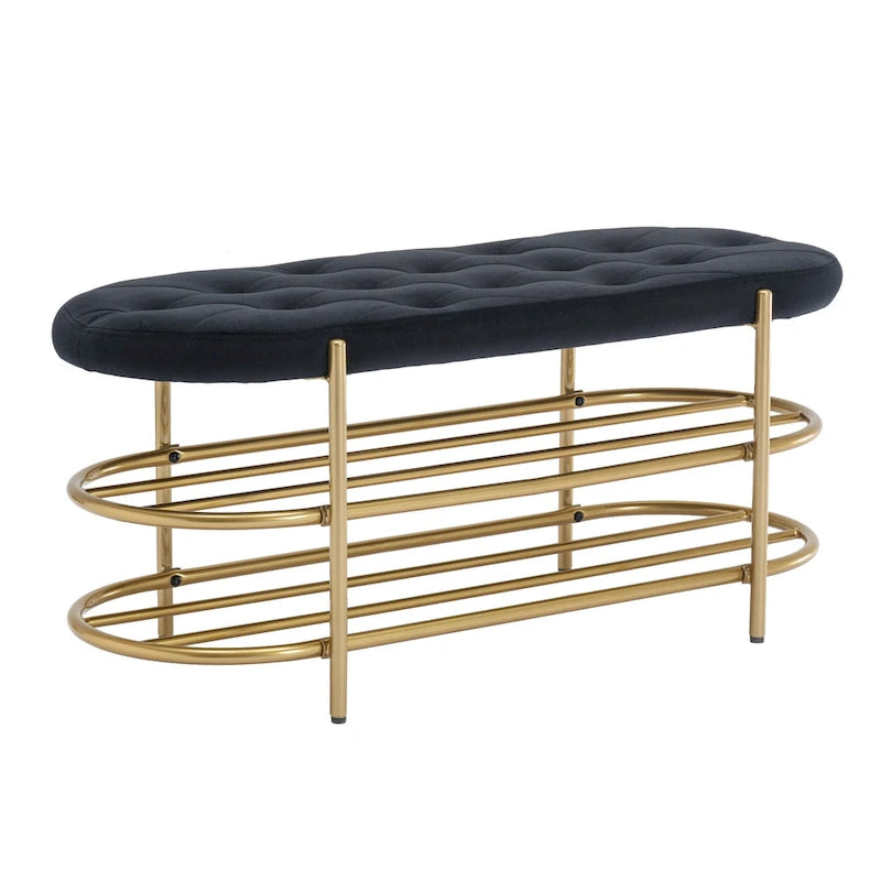 Bout de banc capitonné en velours pour salon/chambre