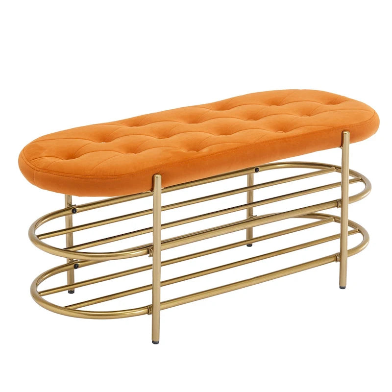 Bout de banc capitonné en velours pour salon/chambre