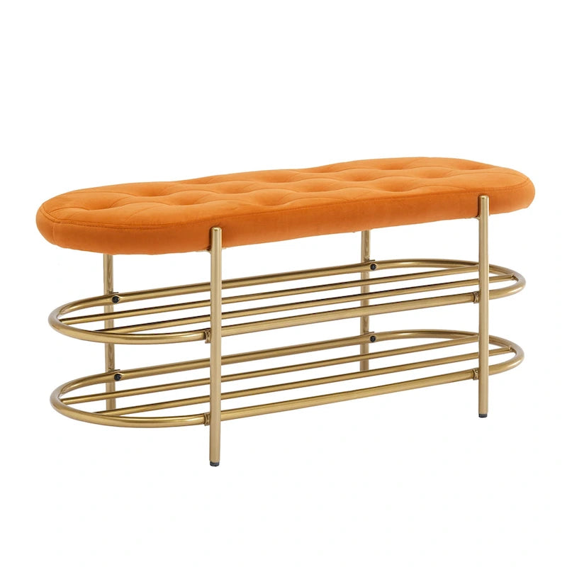 Bout de banc capitonné en velours pour salon/chambre