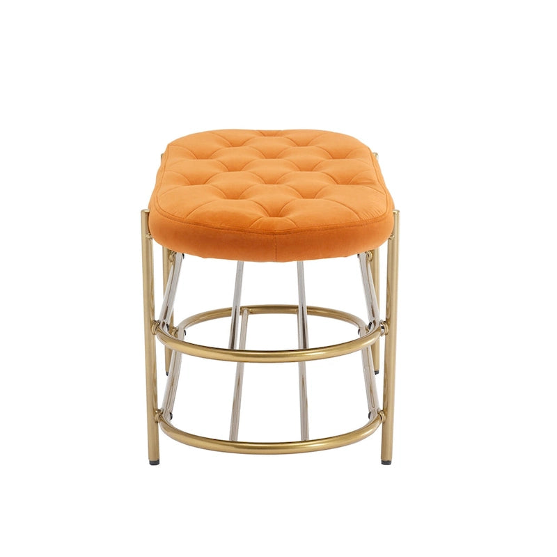 Bout de banc capitonné en velours pour salon/chambre