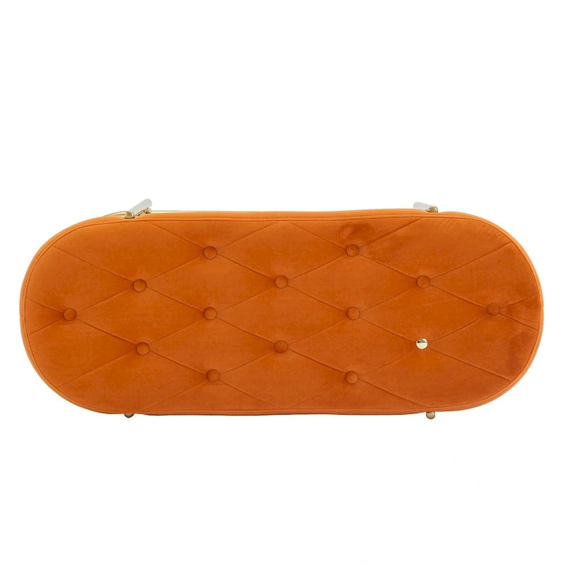 Bout de banc capitonné en velours pour salon/chambre