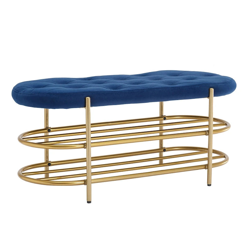 Bout de banc capitonné en velours pour salon/chambre