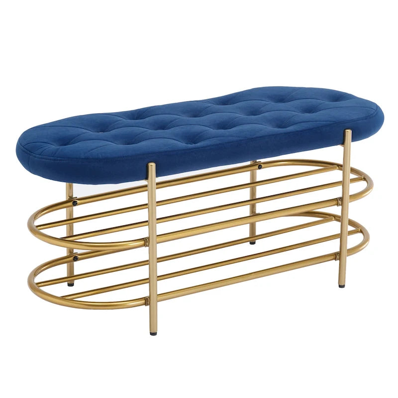 Bout de banc capitonné en velours pour salon/chambre