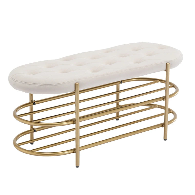 Bout de banc capitonné en velours pour salon/chambre