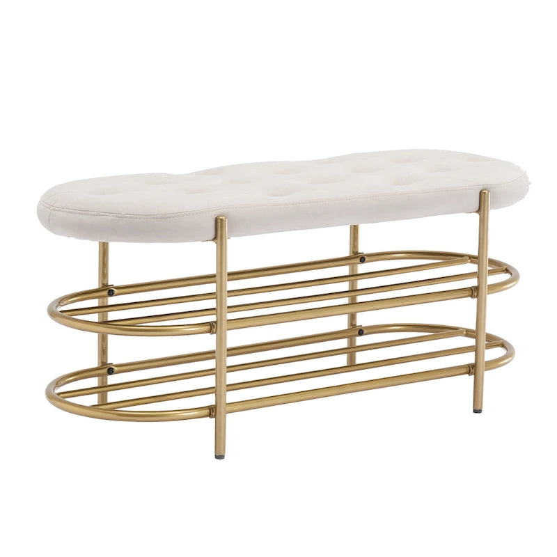Bout de banc capitonné en velours pour salon/chambre
