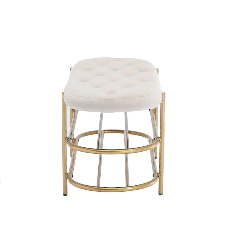 Bout de banc capitonné en velours pour salon/chambre