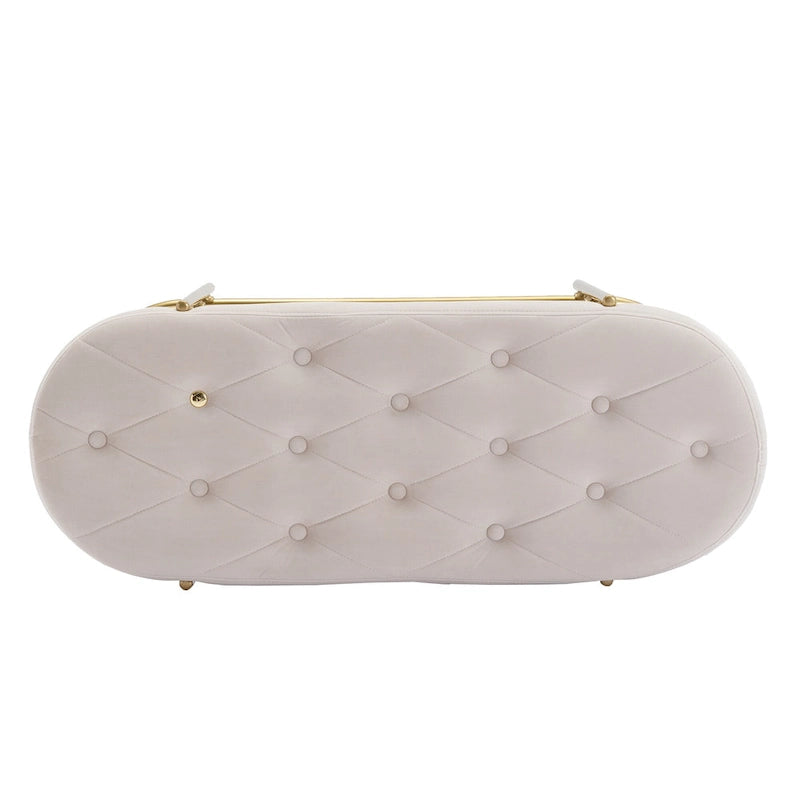 Bout de banc capitonné en velours pour salon/chambre
