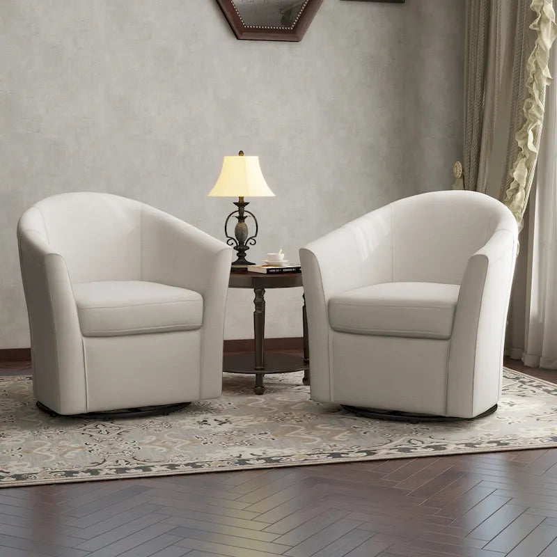 Fauteuil pivotant avec base en métal 78 cm (L) x 76 cm (H) x 70 cm (P)