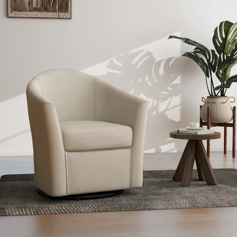 Fauteuil pivotant avec base en métal 78 cm (L) x 76 cm (H) x 70 cm (P)