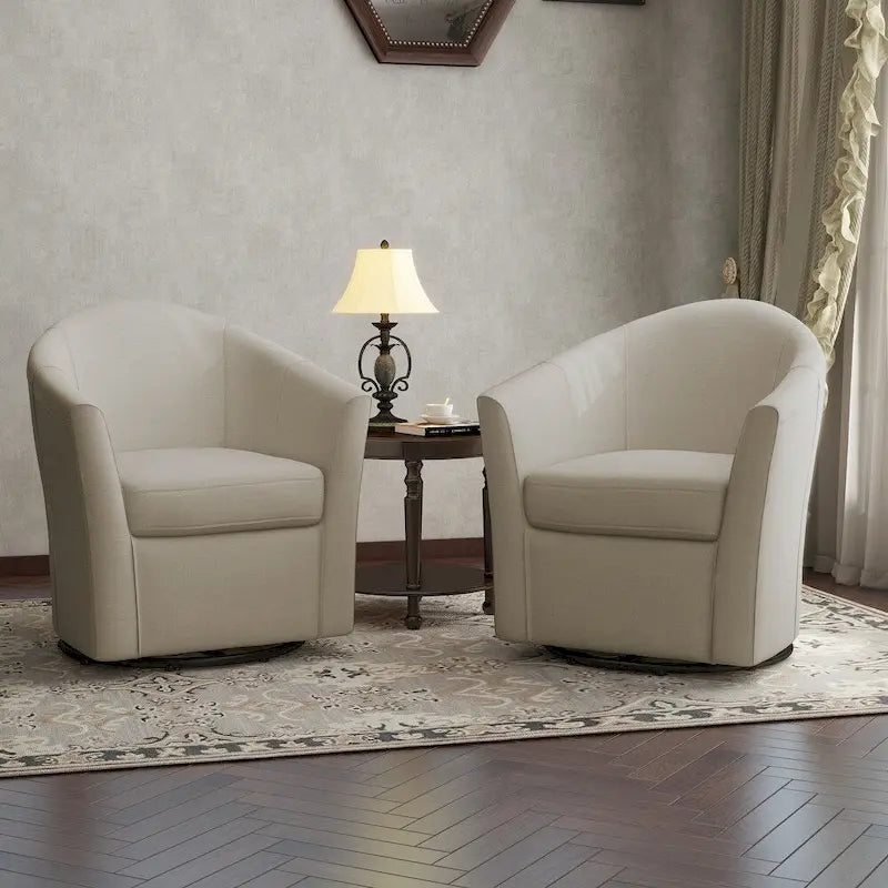 Fauteuil pivotant avec base en métal 78 cm (L) x 76 cm (H) x 70 cm (P)