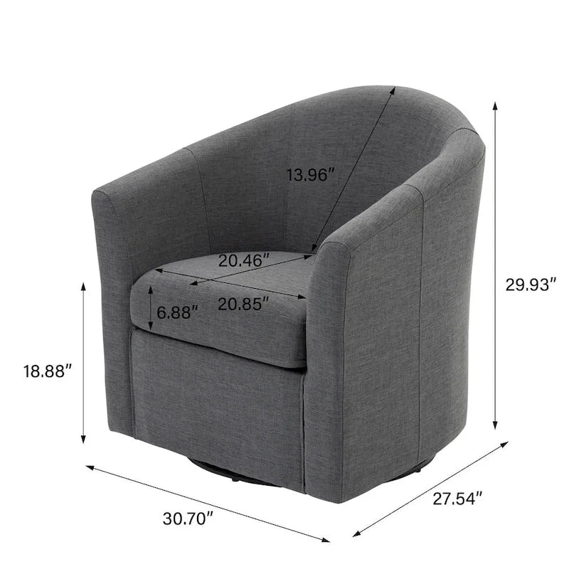 Fauteuil pivotant avec base en métal 78 cm (L) x 76 cm (H) x 70 cm (P)