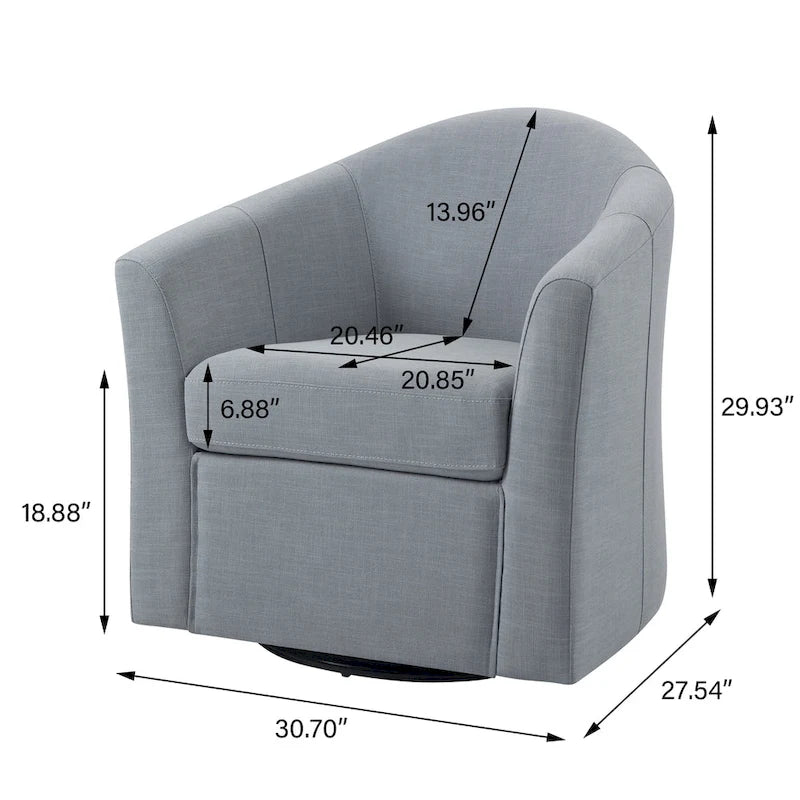 Fauteuil pivotant avec base en métal 78 cm (L) x 76 cm (H) x 70 cm (P)