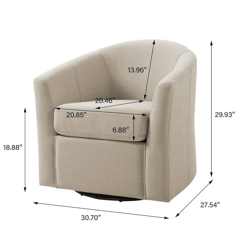 Fauteuil pivotant avec base en métal 78 cm (L) x 76 cm (H) x 70 cm (P)
