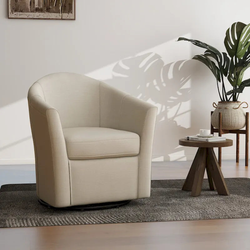 Fauteuil pivotant avec base en métal 78 cm (L) x 76 cm (H) x 70 cm (P)