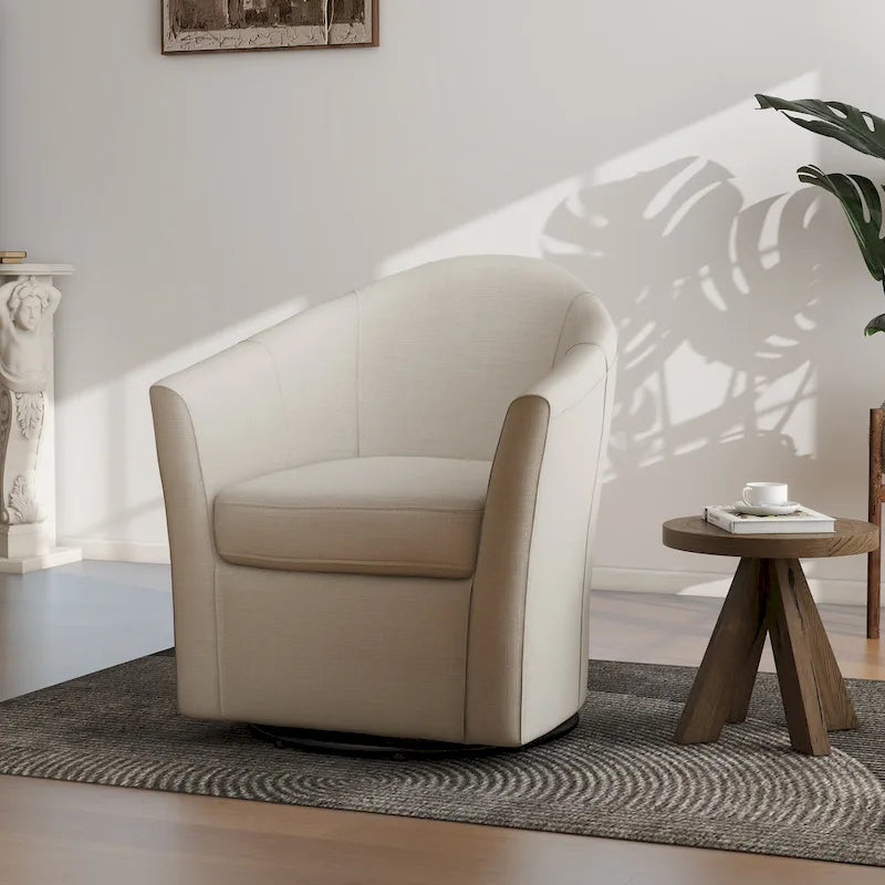 Fauteuil pivotant avec base en métal 78 cm (L) x 76 cm (H) x 70 cm (P)