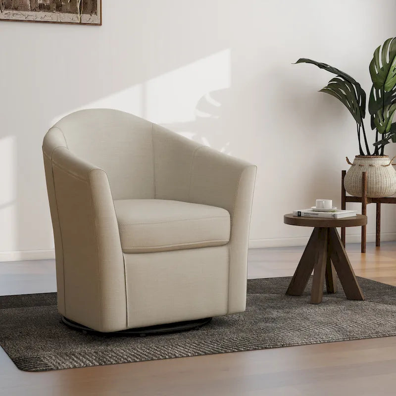 Fauteuil pivotant avec base en métal 78 cm (L) x 76 cm (H) x 70 cm (P)