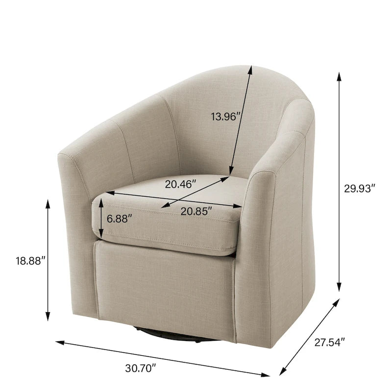 Fauteuil pivotant avec base en métal 78 cm (L) x 76 cm (H) x 70 cm (P)