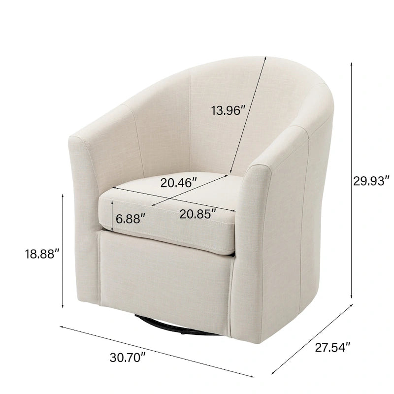 Fauteuil pivotant avec base en métal 78 cm (L) x 76 cm (H) x 70 cm (P)