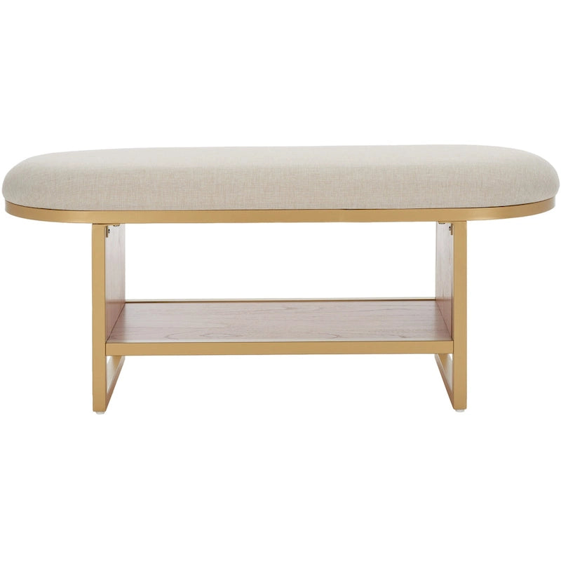 SAFAVIEH Home Collection Iona Banc à étagères ouvertes avec coussin – 42 L x 15 P x 18 H