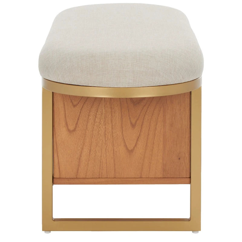 SAFAVIEH Home Collection Iona Banc à étagères ouvertes avec coussin – 42 L x 15 P x 18 H