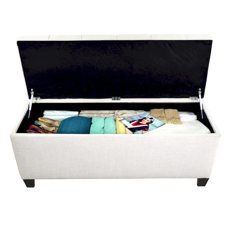 Banc de rangement en lin Sole Secret Diamond Tufted LOFT
