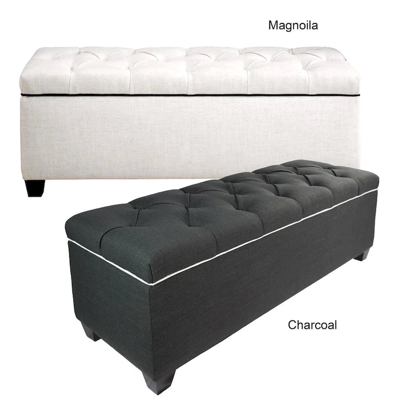 Banc de rangement en lin Sole Secret Diamond Tufted LOFT