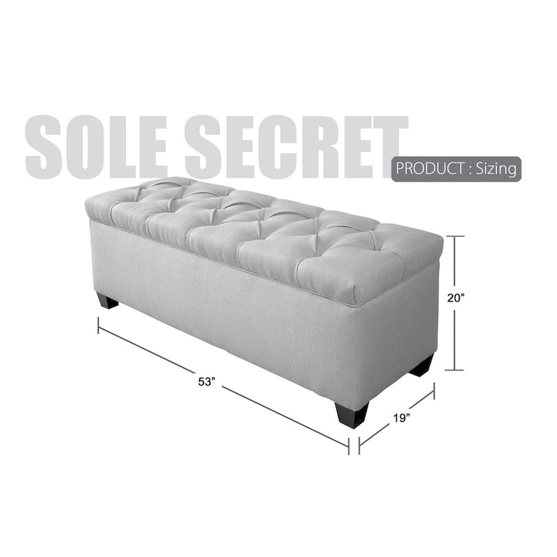 Banc de rangement en lin Sole Secret Diamond Tufted LOFT