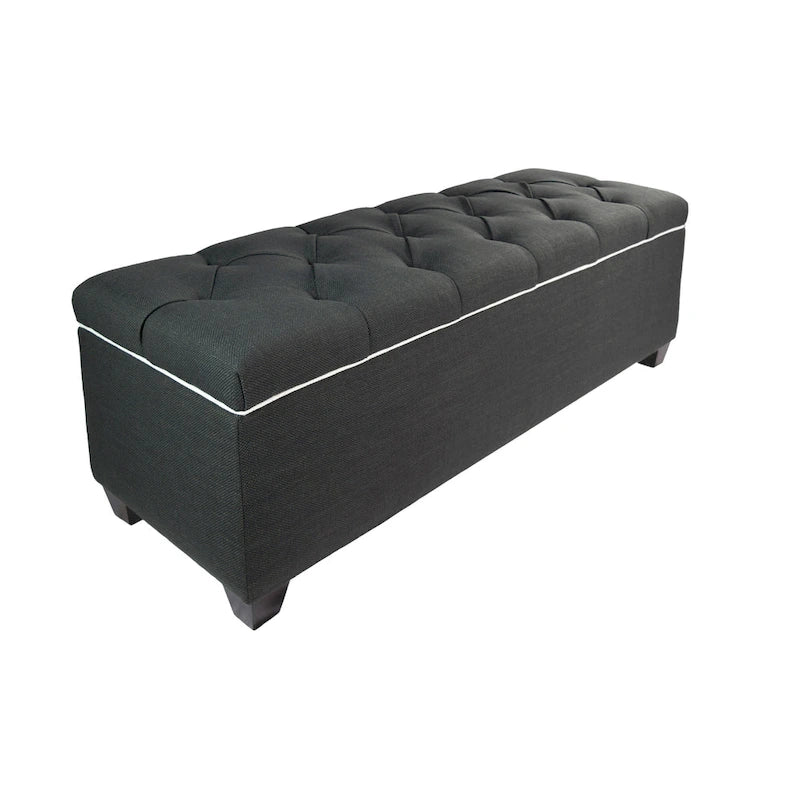 Banc de rangement en lin Sole Secret Diamond Tufted LOFT