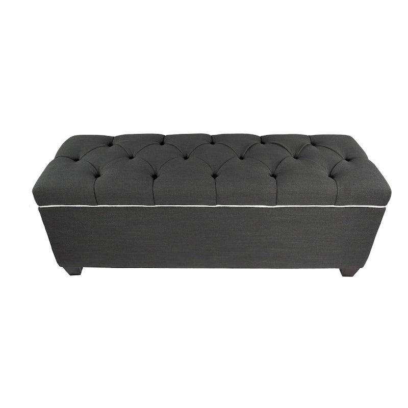 Banc de rangement en lin Sole Secret Diamond Tufted LOFT