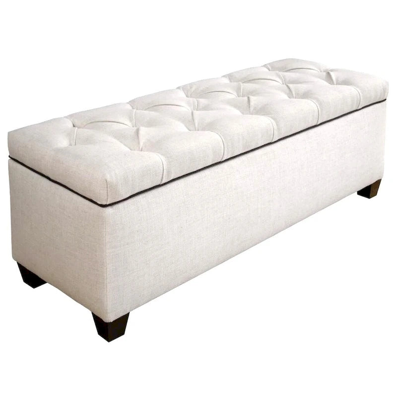 Banc de rangement en lin Sole Secret Diamond Tufted LOFT