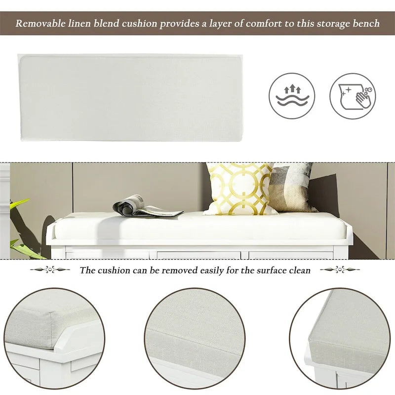 Harper & Bright Designs Banc de rangement 3 tiroirs avec 3 paniers en rotin