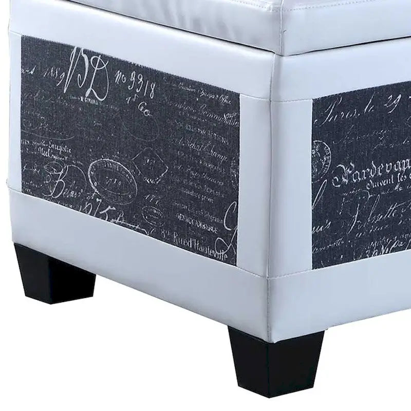 Banc de rangement et pouf à carreaux taupe et bleu, ensemble de trois pièces
