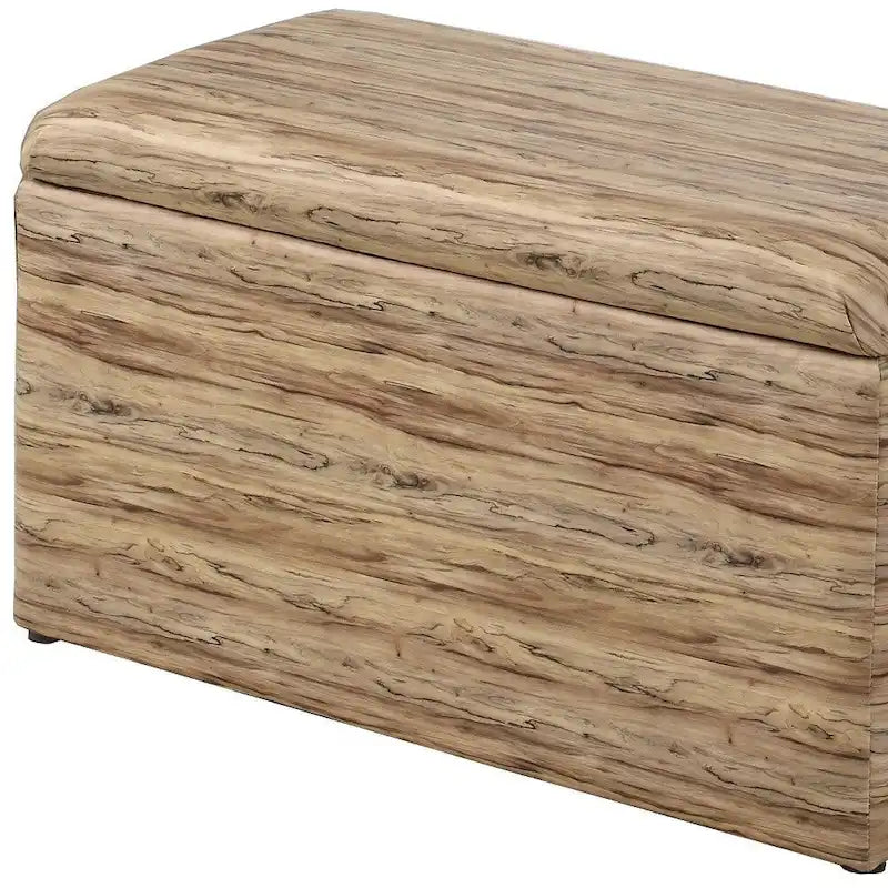 Banc de rangement et pouf à carreaux taupe et bleu, ensemble de trois pièces
