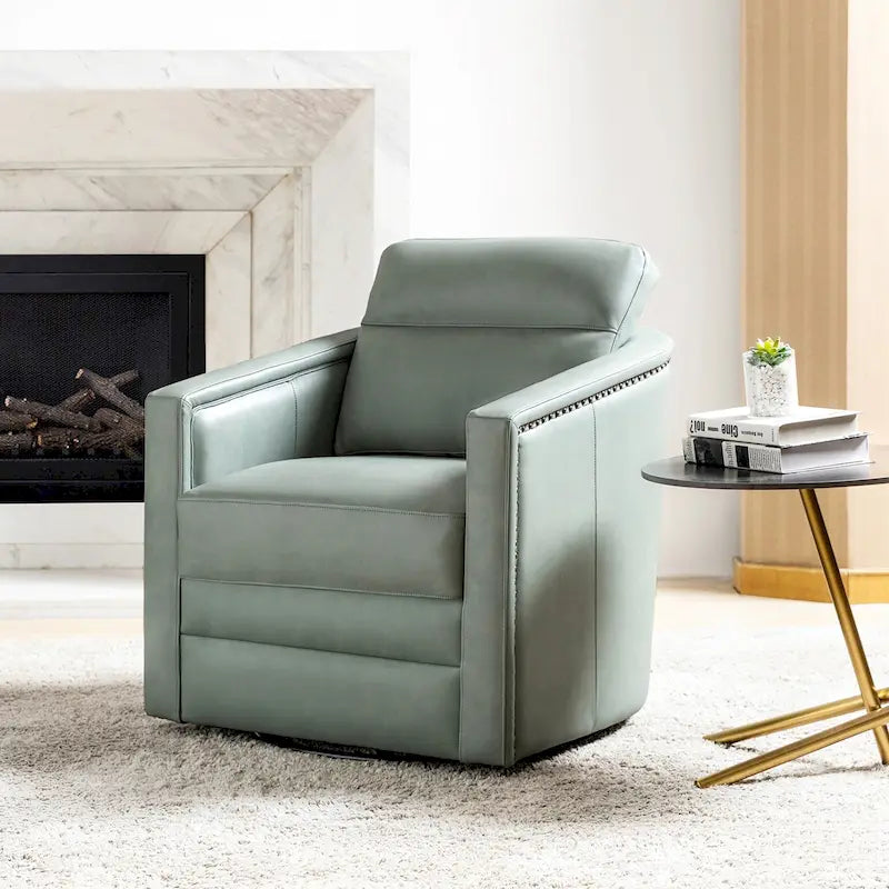 Fauteuil pivotant Jorge en cuir véritable, largeur 28,74 po, avec accoudoirs