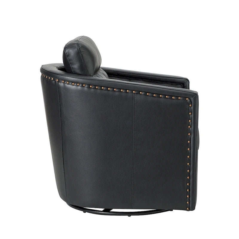 Fauteuil pivotant Jorge en cuir véritable, largeur 28,74 po, avec accoudoirs