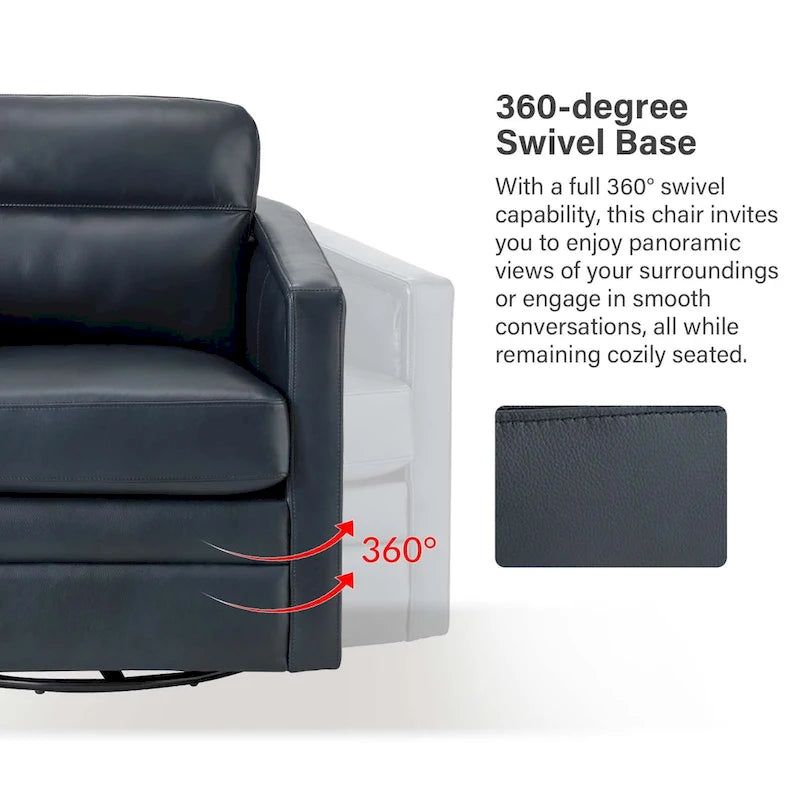 Fauteuil pivotant Jorge en cuir véritable, largeur 28,74 po, avec accoudoirs