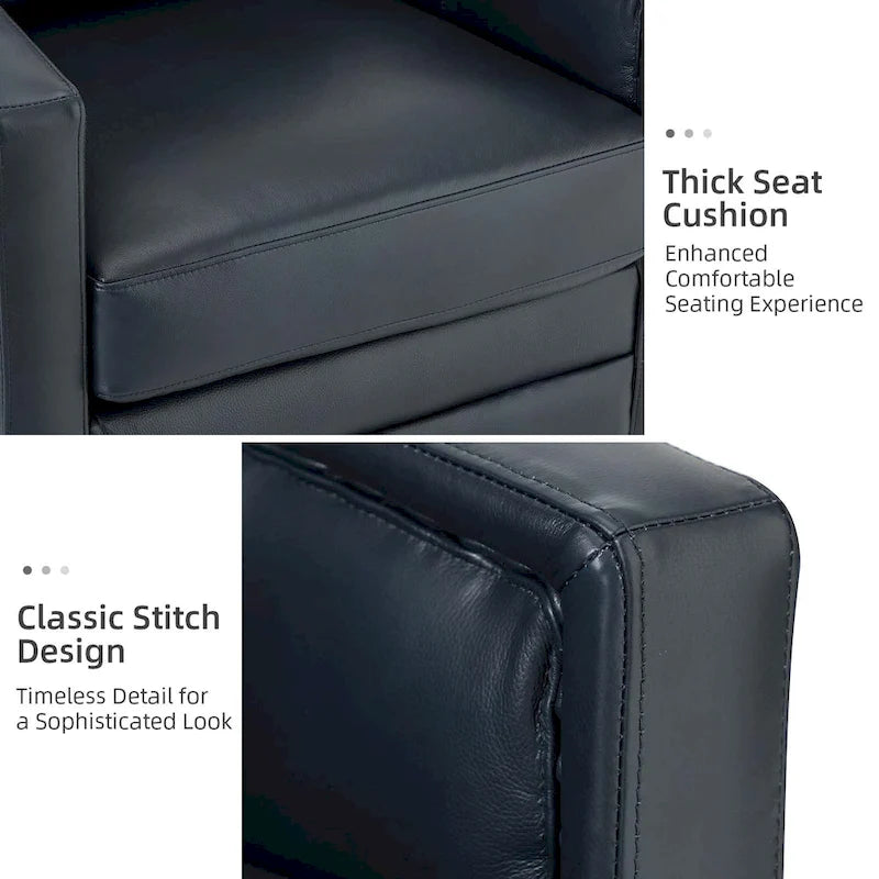 Fauteuil pivotant Jorge en cuir véritable, largeur 28,74 po, avec accoudoirs