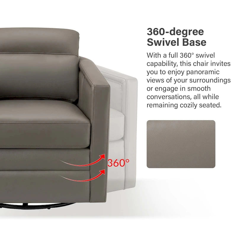 Fauteuil pivotant Jorge en cuir véritable, largeur 28,74 po, avec accoudoirs