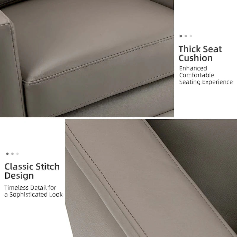 Fauteuil pivotant Jorge en cuir véritable, largeur 28,74 po, avec accoudoirs