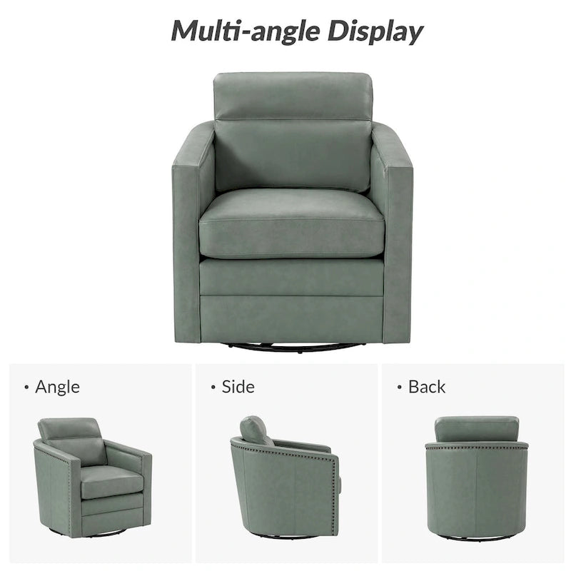 Fauteuil pivotant Jorge en cuir véritable, largeur 28,74 po, avec accoudoirs