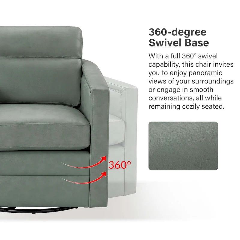 Fauteuil pivotant Jorge en cuir véritable, largeur 28,74 po, avec accoudoirs