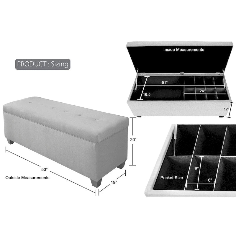 Banc de rangement pour chaussures et linge à 6 boutons SOLE SECRET DUO - NOVA