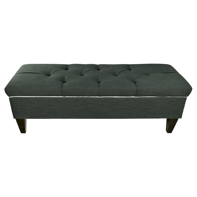 Banc de rangement ottoman long rembourré capitonné Brooke Diamond