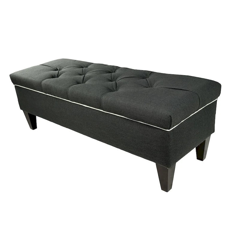 Banc de rangement ottoman long rembourré capitonné Brooke Diamond