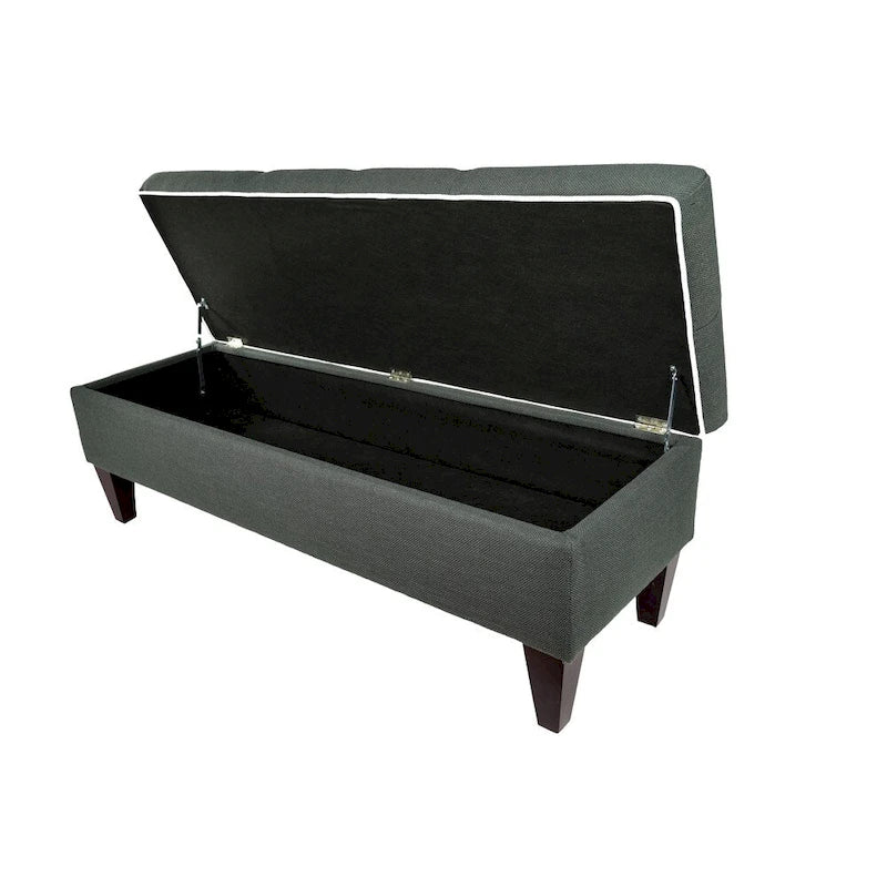 Banc de rangement ottoman long rembourré capitonné Brooke Diamond