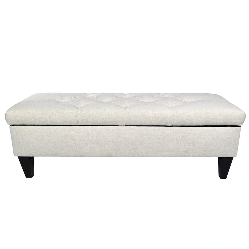 Banc de rangement ottoman long rembourré capitonné Brooke Diamond