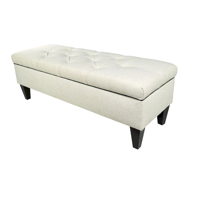 Banc de rangement ottoman long rembourré capitonné Brooke Diamond