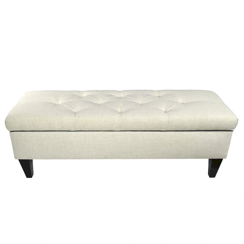 Banc de rangement ottoman long rembourré capitonné Brooke Diamond