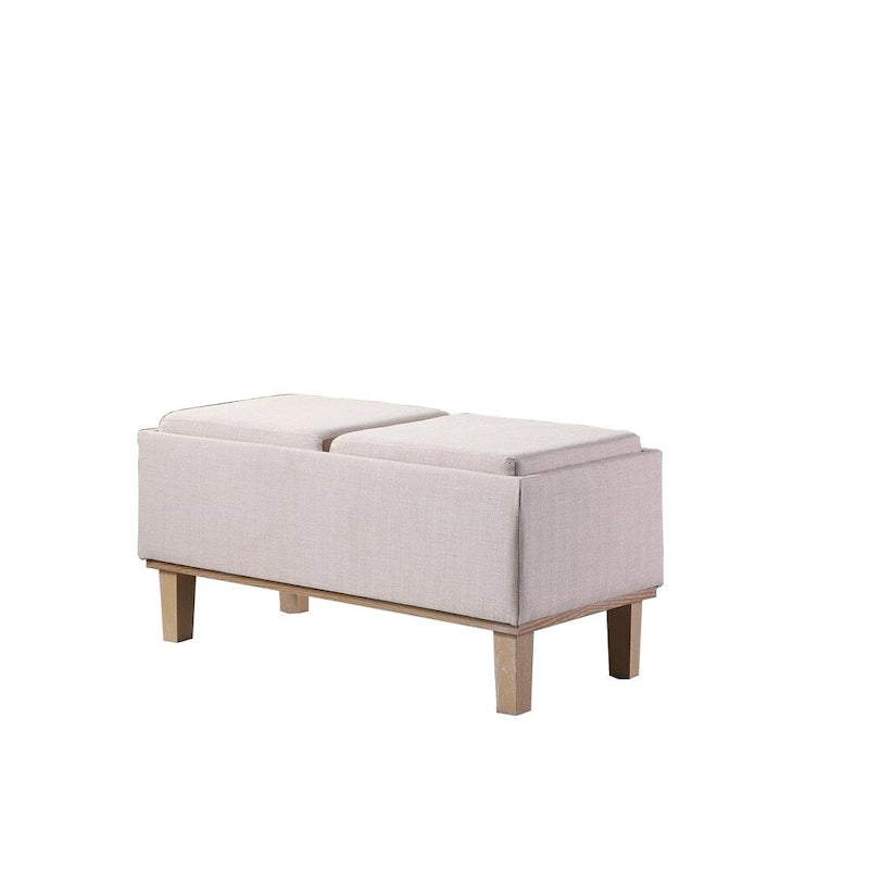 Banc de rangement rabattable avec assise rembourrée en tissu de 43 cm et pieds non finis