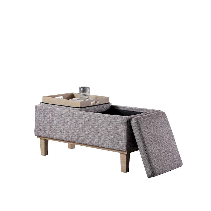 Banc de rangement rabattable avec assise rembourrée en tissu de 43 cm et pieds non finis
